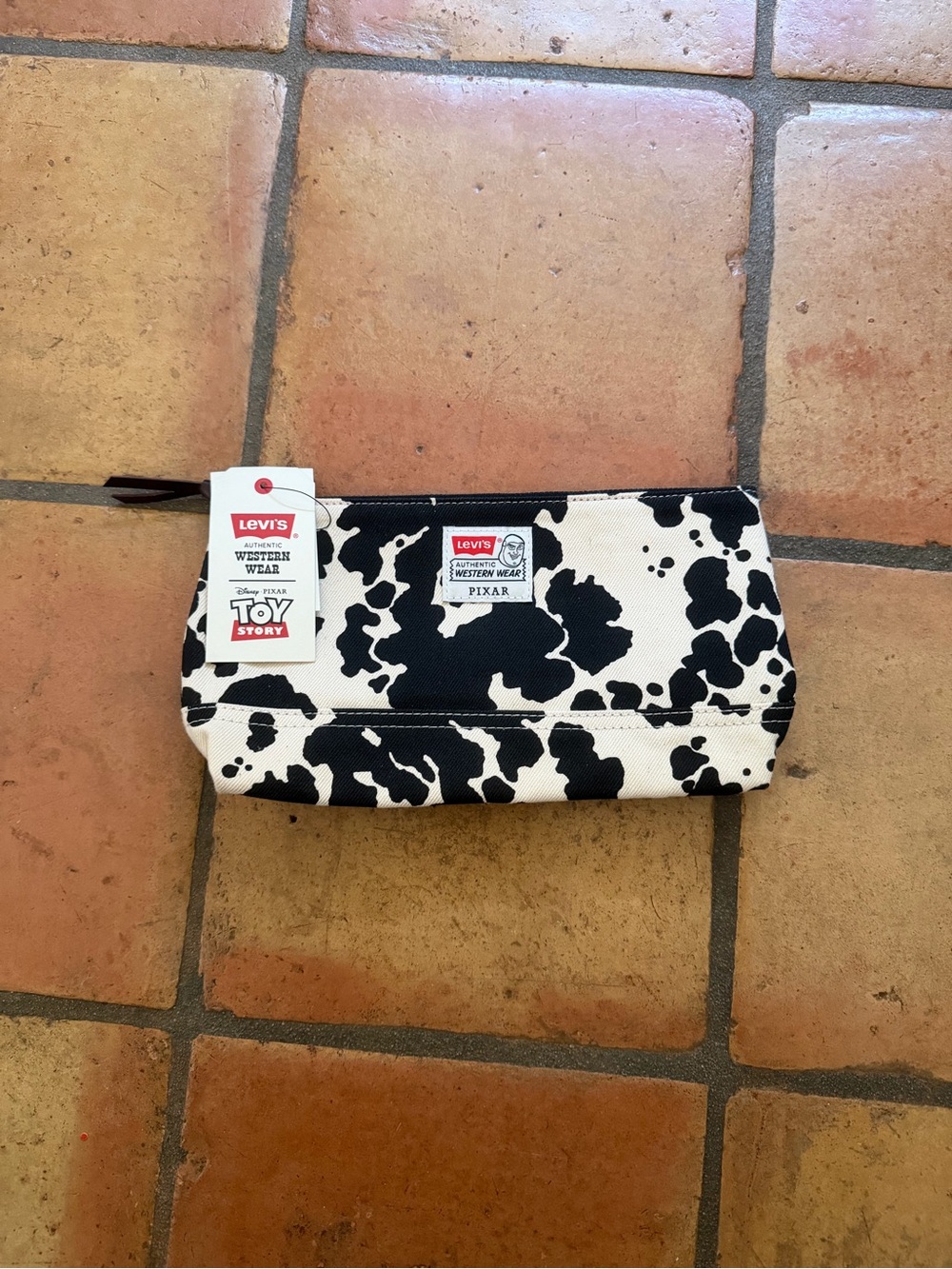 Levi's Cow Print Canvas Toiletry Pouch - Black & White
